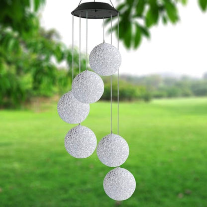 TDA Solar Wind Chimes Light Outdoor Changing Color Decorative Mobile Portable for Patio Walkway Pathway Backyard Landscape Decoration (Ball)