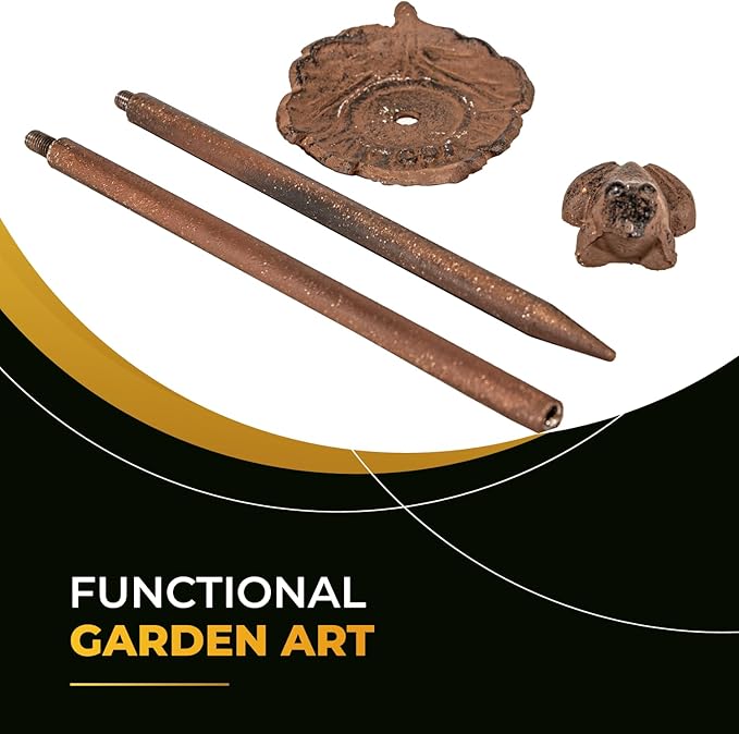 Carvers Olde Iron Decorative Garden Hose Guide Stake – 19" Solid Aluminum Heavy Duty Hose Protector for Landscaping, Flower Beds & Yard Edging - Frog