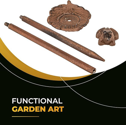 Carvers Olde Iron Decorative Garden Hose Guide Stake – 19" Solid Aluminum Heavy Duty Hose Protector for Landscaping, Flower Beds & Yard Edging - Frog
