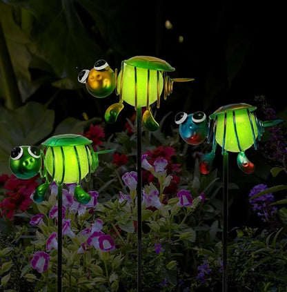 Stargarden Decorative Garden Stakes, 3 Pack Turtle Luminous Metal Stakes, Waterproof Yard Ornament for Lawn, Porch Garden Decor
