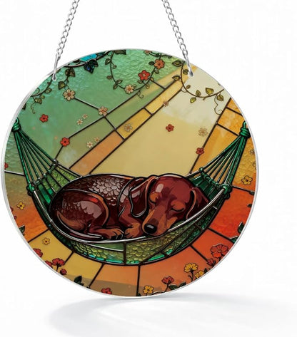 Dog Acrylic Suncatcher, Acrylic Suncatcher Window Hanging Decor, Hand-Painted Sun Catcher Garden Hangings, Dogs Christmas Ornaments for Tree Hanging, Dog Lovers Gifts for Women