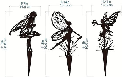 6-Piece Decorative Garden Stakes，Garden Decoration, Metal Flower Fairy，Fairy Garden Decor