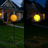 Butterfly Solar Lights Outdoor Decorations, 2 Pack Metal Iron Solar Stake Lights for Yard, Garden, Lawn Decor