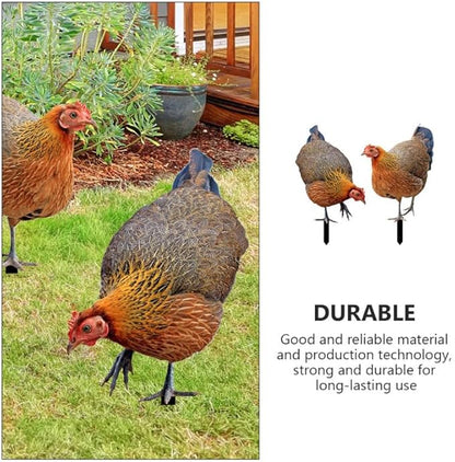 Chicken Yard Art 2-Pack Acrylic Garden Stakes Hen Decoration Card Inserts for Outdoor Patio Lawn and Garden Decor