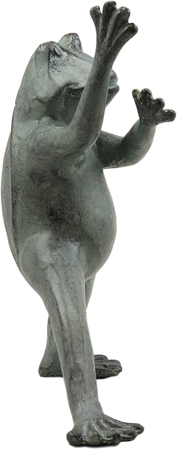 Ebros Gift Verdi Green Aluminum Metal Whimsical Tai Chi Kung Fu Frog Garden Statue Zen Feng Shui Martial Arts Frogs Home Garden Patio Pool Decorative Sculpture (Horse Stance)