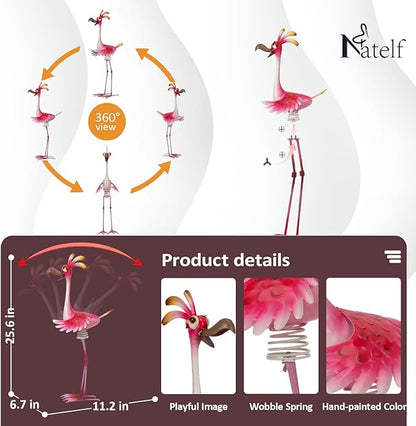 Natelf Flamingo Peacock Metal Yard Art Garden Sculpture Flamingos Peacocks Outdoor Decorations Large Garden Statues for Yard Patio, Porch, Home for Women, Mom, Grandma