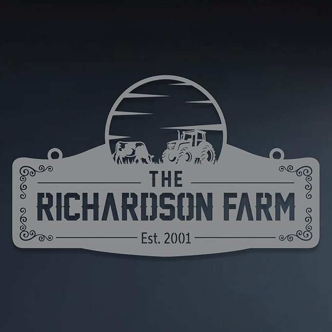 Personalized Metal Farm Sign, Customized Family Name Ranch Sign, Large Last Name Sign for Farmhouse Decoration, Outdoor Farm Wall Art, Welcome Sign, Entrance Gate Sign, Farm Lovers Gift, Garden Decor