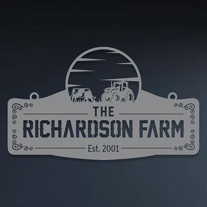 Personalized Metal Farm Sign, Customized Family Name Ranch Sign, Large Last Name Sign for Farmhouse Decoration, Outdoor Farm Wall Art, Welcome Sign, Entrance Gate Sign, Farm Lovers Gift, Garden Decor