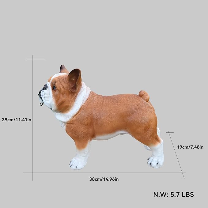 French Bulldog Garden Statue with Solar Lantern & Double-Sided Sign - Realistic Frenchie Outdoor Decor for Patio, Yard, Porch - Waterproof Resin Dog Sculpture - Gift for Frenchie Lovers, Mom, Dad
