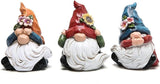 Hodao Spring Gnome Decor Set of 3, Resin Three Wise Gnomes Figurines with See No Evil Hear No Evil Speak No Evil Design, Floral Tiered Tray Shelf Table Accent, Farmhouse Gift Idea