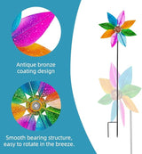 DREAMYSOUL Colorful Wind Spinner 38Inches, Metal Garden Pinwheels for Yard and Garden, Decorative Wind Spinners for Outdoor Patio Yard Lawn