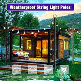 2-Pack 10Ft String Light Poles - Metal Stands with Fork Brackets