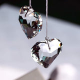 Clear Crystal Suncatcher, 2pc 45mm Heart, Handmade Prism Pendant for Windows, Outdoor Indoor Hanging Ornament, Rainbow Maker Gifts for Mom, Grandma, Friends (2 Hearts, Clear)