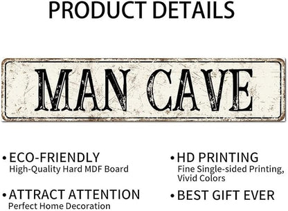 Madcolitote Personalized Man Cave Street Sign Vintage Man Cave Wood Signs Wall Decorations for Living Room Rustic Wall Art Home Decor for Home Man Cave Door Porch Garden Party 4x18in