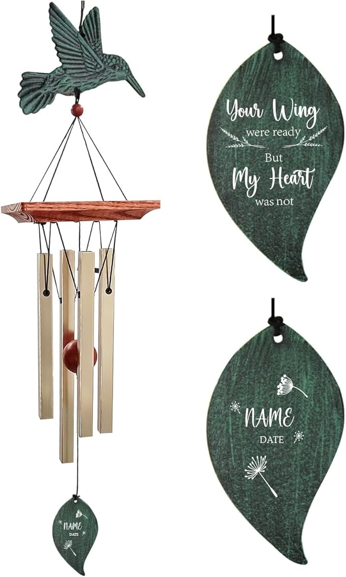 ASTARIN Memorial Custom Wind Chimes for Loss of Loved One, Wind Chimes for Patio Yard Decor, 24'' (Condolences-6)