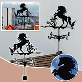 3D Animal Metal Weather Vane, Roof Weather Vane, Weather Direction Indicator, Garden Statue, Garden Windmill, Roof Decoration Accessories for Garden, Yard, Roof Decoration (Mustang)