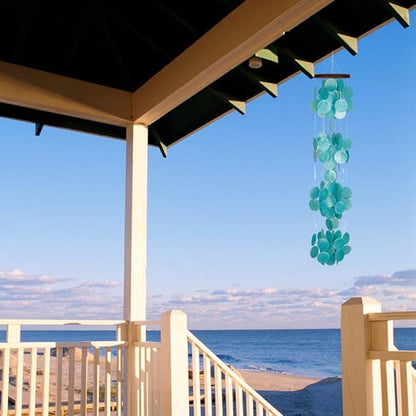 Woodstock Chimes Asli Arts Collection, Capiz Waterfall, 40'' Azure Capiz Wind Chimes for Outdoor, Patio, Home or Garden Décor, Wind Chime for Mom Christmas/Hanukkah Gifts (CWRA)
