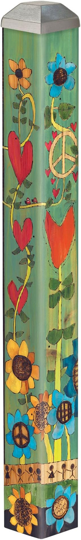 Studio M Art Pole, PVC Weather Resistant Pole with Vinyl Bowl 16 inches Tall Outdoor Decoration for Gardens, Patios, Yards, Landscaping and Birding Accessories, Love Grows Here