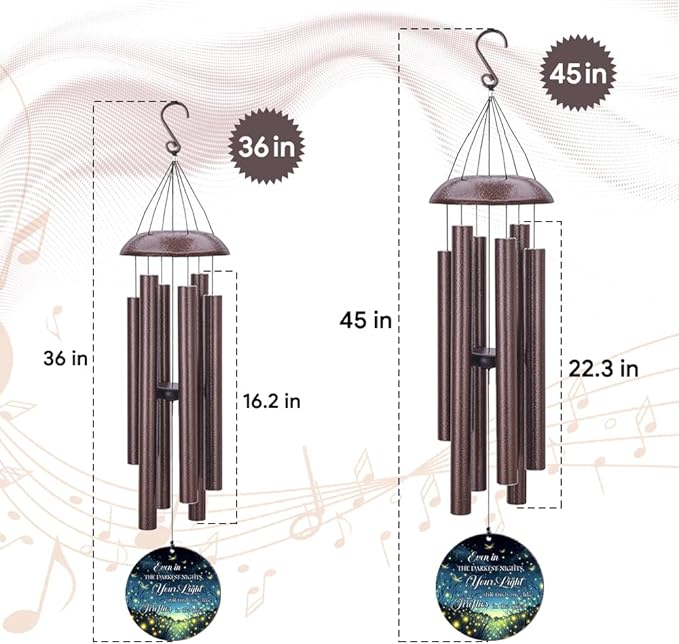 Personalized Sympathy Wind Chimes, 36inch Custom Wind Chime, Memorial Gifts for Loss of Loved One, Wind Chimes in Loving Memory of Dad/Mom, Condolences Gifts for Funeral (Produced in USA)