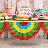 4Pack Colorful Bunting Flags Decor Birthday Party Classroom 2x4 Ft Bright Color Bunting Pleated Half Fan Bunting Banner Decor Outside Summer Party with Canvas Header Brass Grommets Mexican Themed Multi-Color Stripes Bunting Decoration Party Garden Porch