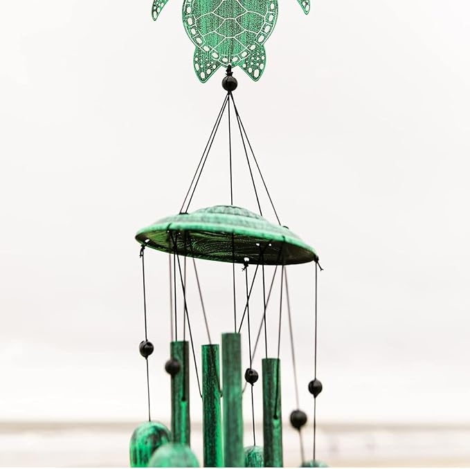 VP Home Rustic Green Turtle Wind Chimes for Outside - 33-in Harmonic Windchimes with Turtles Design for Gardens, Patios, and Porches - Thoughtful Gift for Mom, Grandma, and Turtle Lovers