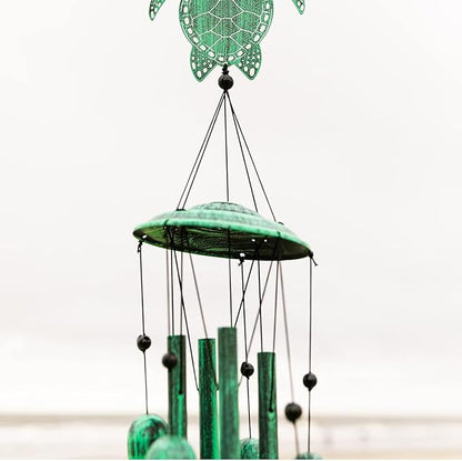 VP Home Rustic Green Turtle Wind Chimes for Outside - 33-in Harmonic Windchimes with Turtles Design for Gardens, Patios, and Porches - Thoughtful Gift for Mom, Grandma, and Turtle Lovers