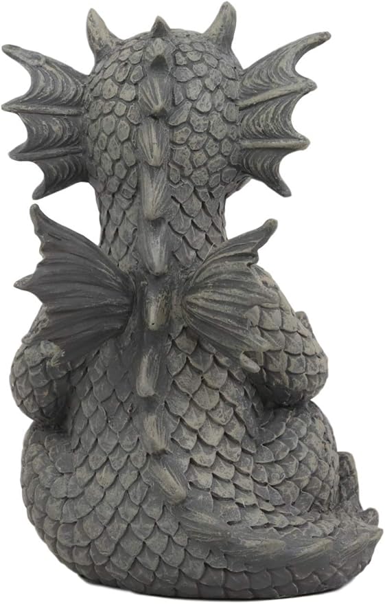 Ebros Whimsical Meditating Dragon Fists Inner Qi Strength Power Statue 5" Tall Faux Stone Resin Finish Fantasy Animated Dungeons and Dragons Welcome Guest Greeter Decor Figurine