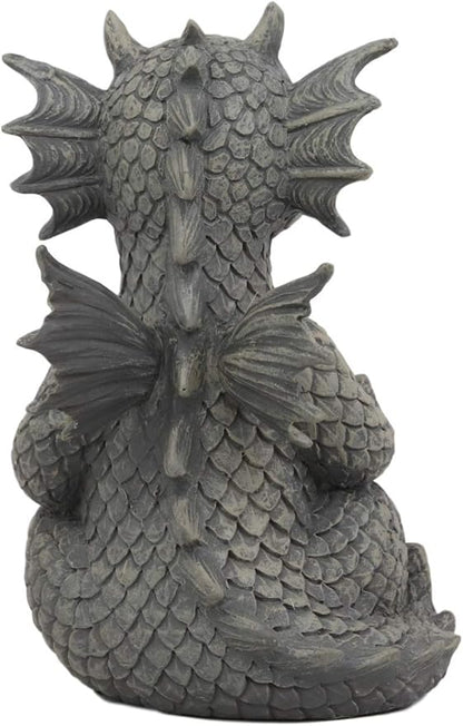 Ebros Whimsical Meditating Dragon Fists Inner Qi Strength Power Statue 5" Tall Faux Stone Resin Finish Fantasy Animated Dungeons and Dragons Welcome Guest Greeter Decor Figurine
