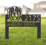 Saint Bernard Dog Metal Address Sign House Number Saint Bernard Dog Outdoor Decor Stake Saint Bernard Dog Sculptures Sign for Park Yard Lawn Courtyard Patio Ranch Farmer Gardening.