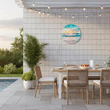 14 Inch Outdoor Wall Clock Waterproof – Tempered Glass with Stunning Sunset Beach & Sand Scene, UV Resistant Silent Battery Operated, Coastal Decor for Patio, Pool, Backyard & Bathroom