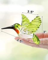 Nefelibata Hummingbird Ornament Glass Green Figurine Crystal Hanging Bird Art Christmas Xmas Tree Suncatcher Window Decor Memorial Gift for Her Friend Bird Lover Set of 1 Party Home Decorations