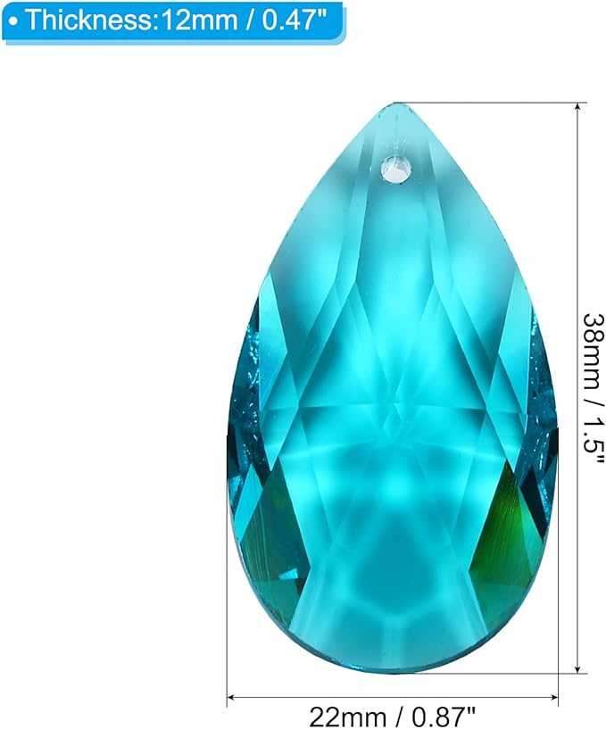 PATIKIL K9 Crystal Pendants Teardrop Beads, 10 Pack 38mm Chandelier Prisms Parts Hanging Beads DIY Lamp for Arts Crafts Decoration, Navy Blue
