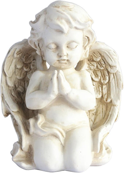 KiaoTime Vintage Kneeling Praying Cherub Statue Angel Statue Figurine Indoor Outdoor Home Garden Decoration Wings Angel Statue Sculpture Memorial Statue