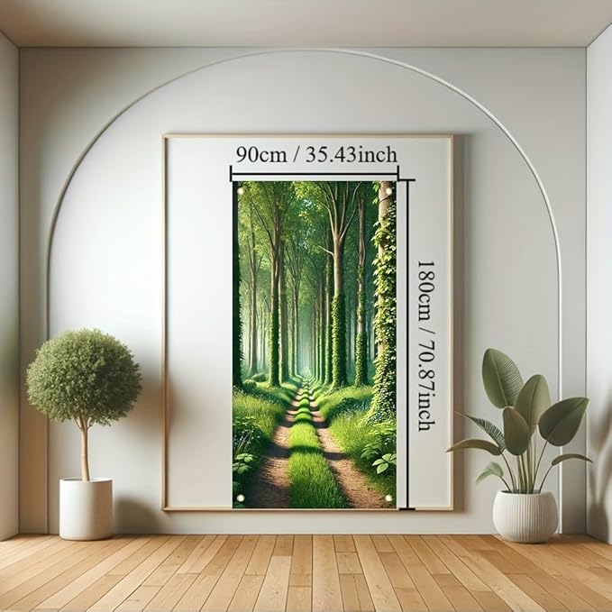 Forest Path Garden Flag Green Tree Woodland Scenery 71x35 inch Double Sided OutdoorYard Banner for Nature Landscape Spring Summer Decor