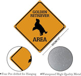 Golden Retriever Crossing Sign Caution Golden RetrieverDog Xing Sign Street Sign Wildlife Novelty Road Fence Wall Decor Warning Metal Tin Sign For Indoor Outdoor 12x12in