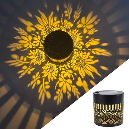 Decorative Solar Mandala Lights Outdoor, Metal Solar Fence Wall Light Waterproof, Solar Powered Mandala Garden Lights for Patio Fence Backyard Deck Outdoor Wall Decor (Sunflower*1)