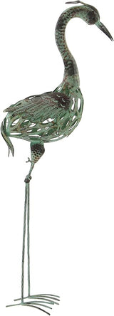 Deco 79 Metal Crane Decorative Garden Sculpture Indoor Outdoor Garden Statues, Set of 2 Outdoor Sculptures 40", 38"H, Green