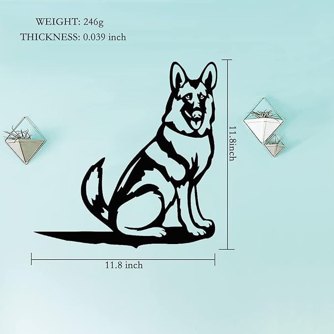 Adorable Dog Stake Decoration Yard Garden Outdoor Metal Art Dog Silhouette Decoration Steel Dogs Statue Adorable Ornament Gift (German Shepherd)