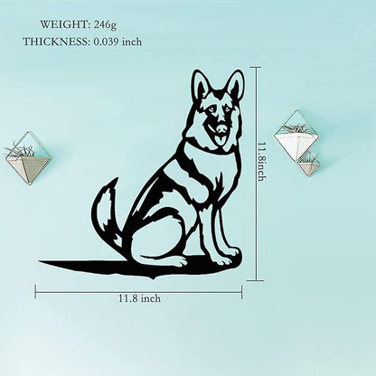 Adorable Dog Stake Decoration Yard Garden Outdoor Metal Art Dog Silhouette Decoration Steel Dogs Statue Adorable Ornament Gift (German Shepherd)