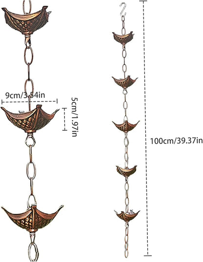 rain Chains for gutters Rain Chain Copper Imitation Chains for Gutters 3.3ft with 5 Cups Easy to Install Catcher for Outside Courtyards Replacement Style 2