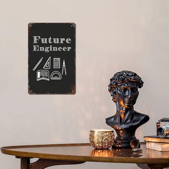 Patio Wall Decor Future Engineer Designer Construction Metal Signs Vintage Man Cave Home & Outdoor Decoration Vintage Wall Art With Inspirational Quotes & Life Sayings 8X12inch