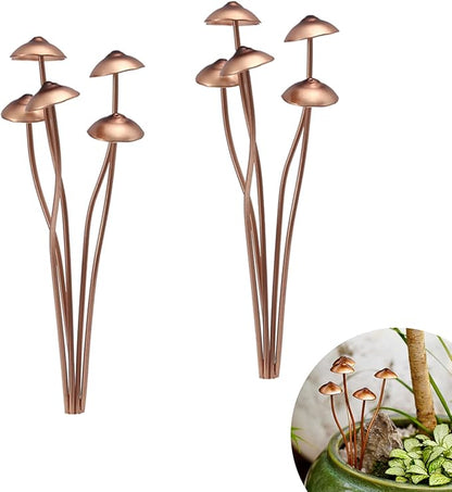 BestAlice 2pcs Metal Mushroom Garden Statue Stake, Flower Pot Decoration, Outdoor Statue, Mushroom Ground Decoration for Garden Patio Lawn Yard Plant Outdoor Art Accessories