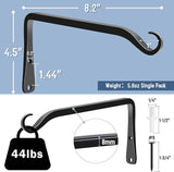 FEED GARDEN 2 Pack 8 Inch Hanging Plant Bracket Wall Hooks Decorative Plant Hangers for Outdoor Hanging Bird Feeders, Wind Chimes, Plant Baskets, Black
