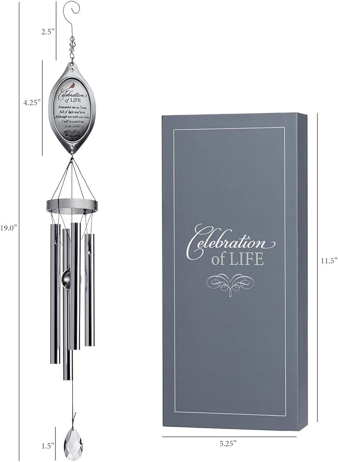 Celebration of Life Memorial Wind Chime/Sympathy Wind Chimes in Loving Memory of Loved One - Ideal Sympathy Gift with Cardinal/Bereavement Gift/Condolence Token That Lasts Longer Than Flowers