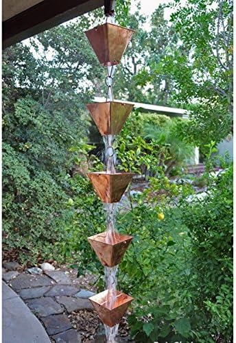 Nutshell Stores Extra Large Square Cups Rain Chain - Copper - 11 Feet