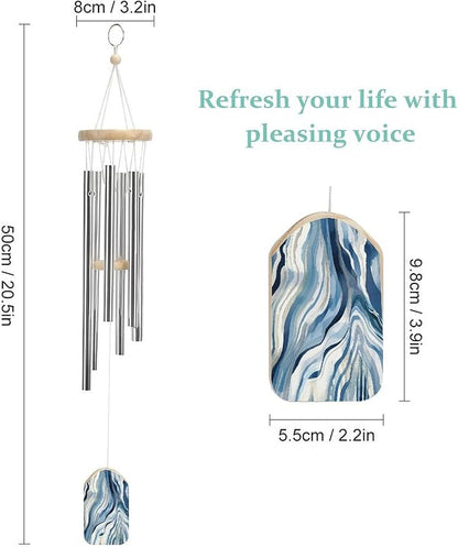 Wind Chimes for Outside,Marble Texture Printed Cute Aluminium Windchimes Outdoors,Soothing Melodic Memorial Wind Chime for House Porch Patio Garden Balcony Decor