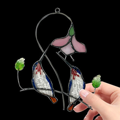 1PC Colorful Hummingbird Glass Window Decor Hanging Ornament, Home Wall Garden Decor, Hummingbird Light Catcher, Bird Lover Favorite Gardening Ornament (Blue Bird)