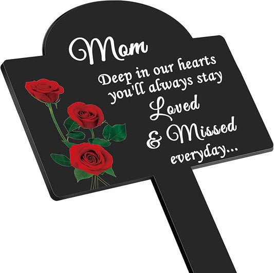 Roowest Cemetery Grave Decorations Acrylic Memorial Stakes Grave Stake Markers Sympathy Garden Plaque Waterproof Remembrance Sympathy Gift for Cemetery Graveside Outdoors Yard(Mother)