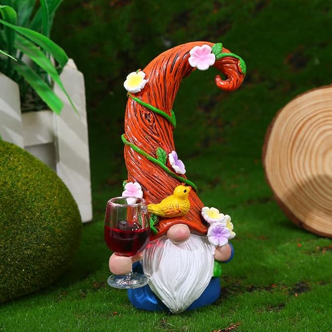 Garden Dwarf Statue, 4.7 inches, Weather Resistant Resin, Red, Outdoor Decorative Figurine for Lawn and Courtyard
