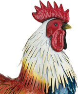 Regal Art & Gift Handcrafted Metal Rooster Statue, Weather-Resistant Farmhouse Yard Art, Indoor/Outdoor Garden Sculpture, Detailed Feather Design, Decorative Bird for Home & Garden, Duckwing, 21" H